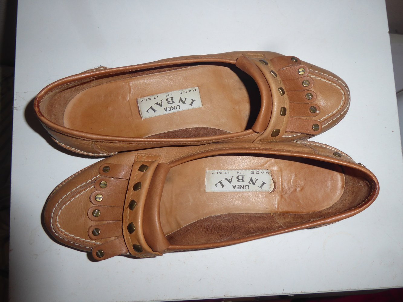 Damen LEDER Schuhe 42 corgnac braun Linea INBAL Italy Slipper Mokassin Loafer