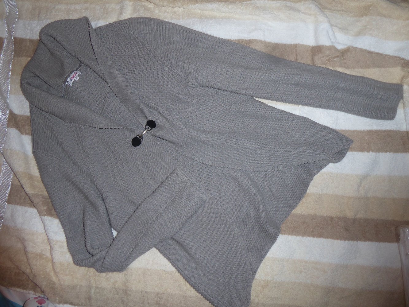 Moderne Strickjacke Cardigan Longjacke 44 XL grau mit Baumwolle DEsigners 