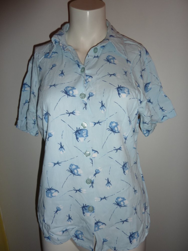  Damen Bluse Gr. 38 S MARKE Street One blau KEINE Tunika kurzarm Viskose Sommerbluse