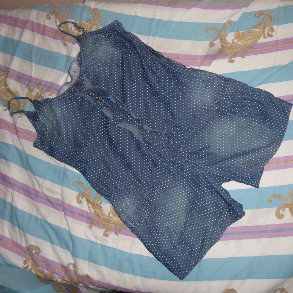 Overall Jumsuit Cutsuit Einteiler JeansOverall Short kurz Dots blau 40 M Orsay