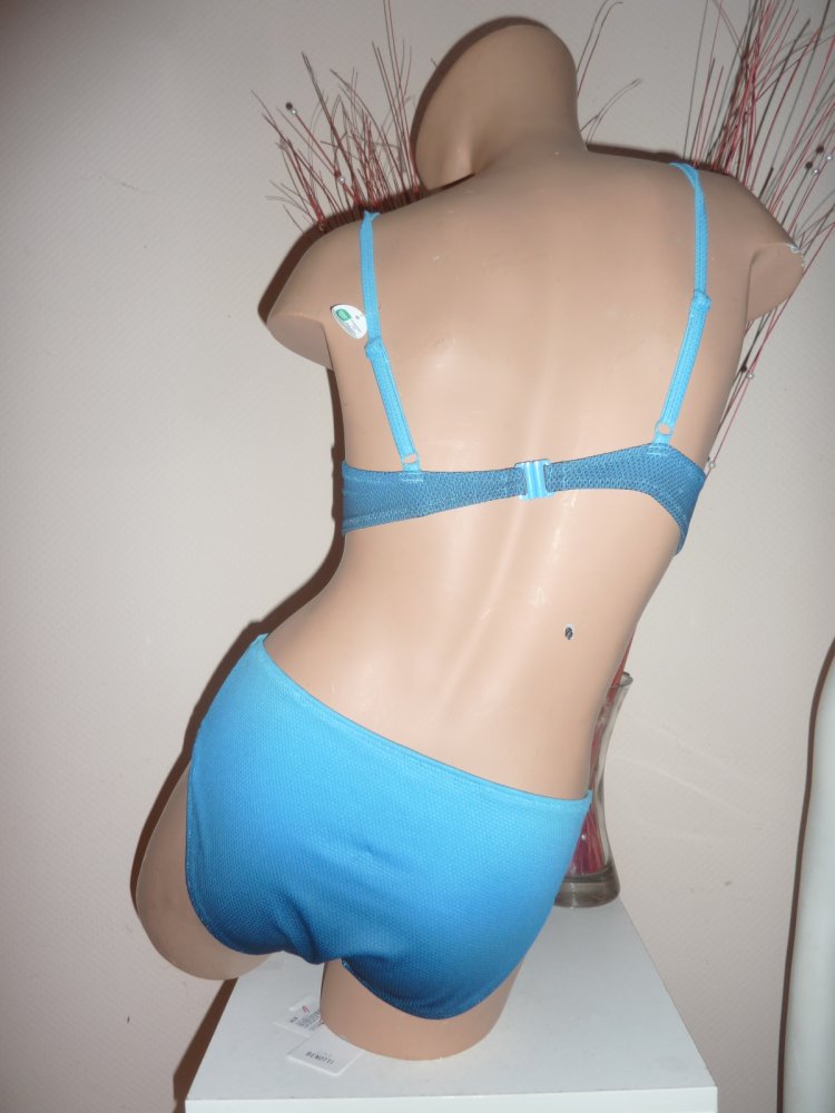 Bikini NEU BH 36 38 Slip 40 42 blau
