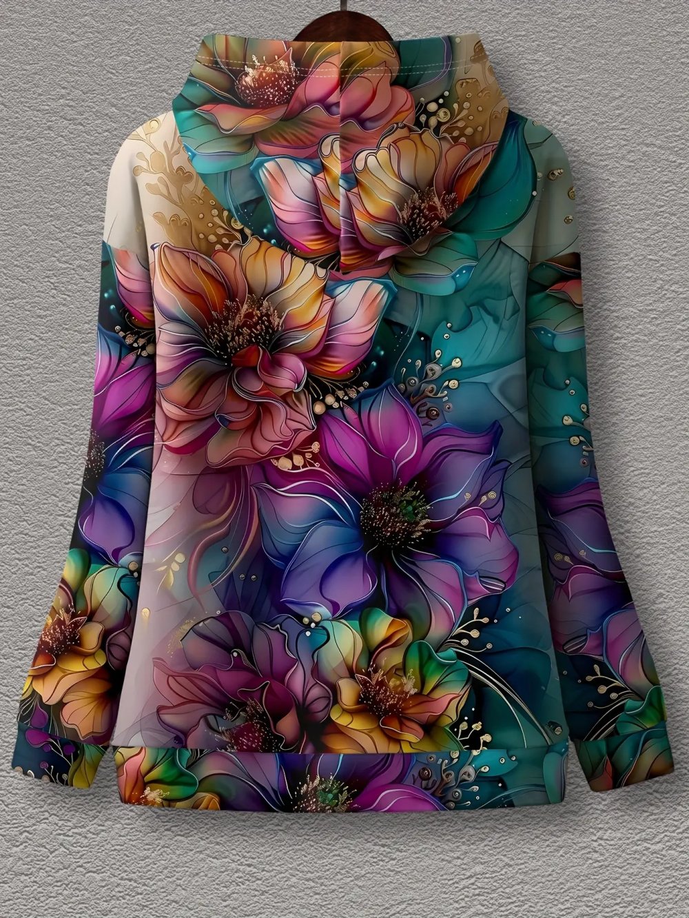 Damen Hoodie NEU JAcke mit Kapuze Kapuzenjacke bunt 4XL 50 52 54 56 58