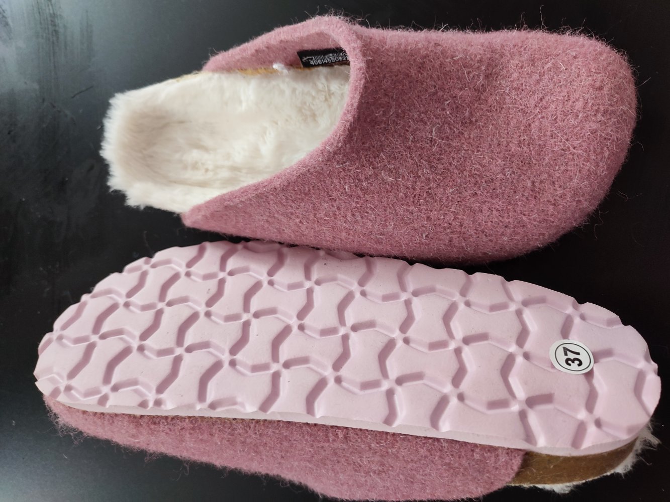 Warme Filzhausschuhe - rosa - weich