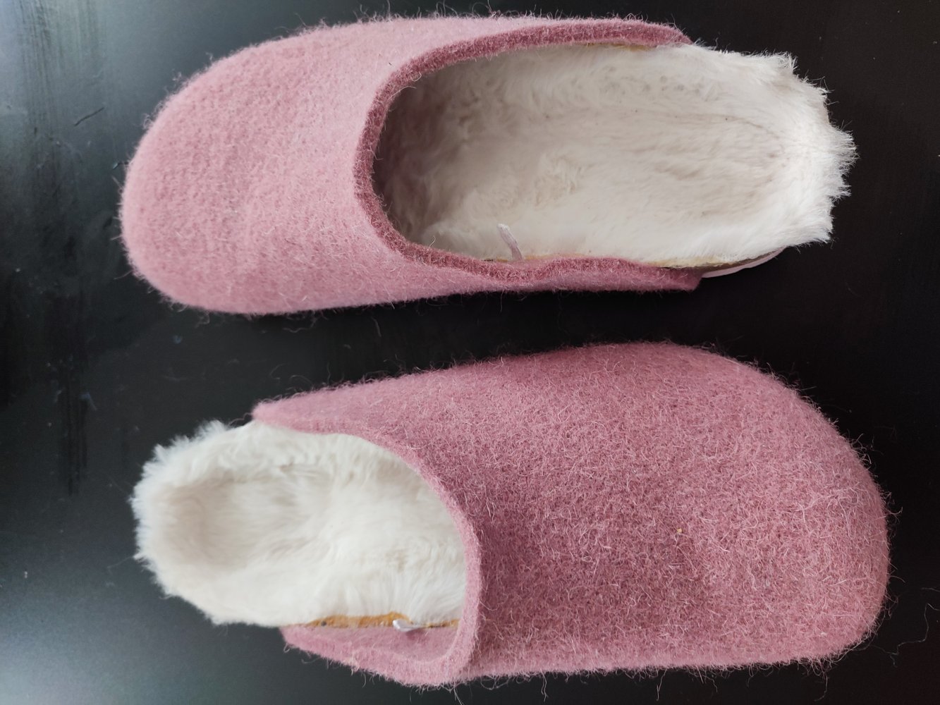 Warme Filzhausschuhe - rosa - weich
