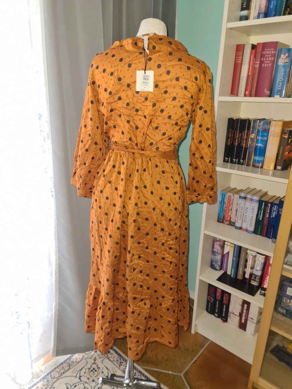 Wickelkleid Object Gr. 40 senfgelb schwarze Punkte Viscose