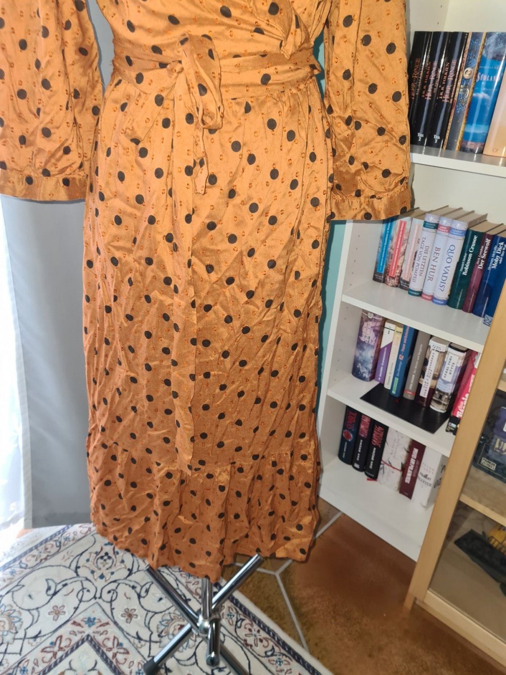 Wickelkleid Object Gr. 40 senfgelb schwarze Punkte Viscose