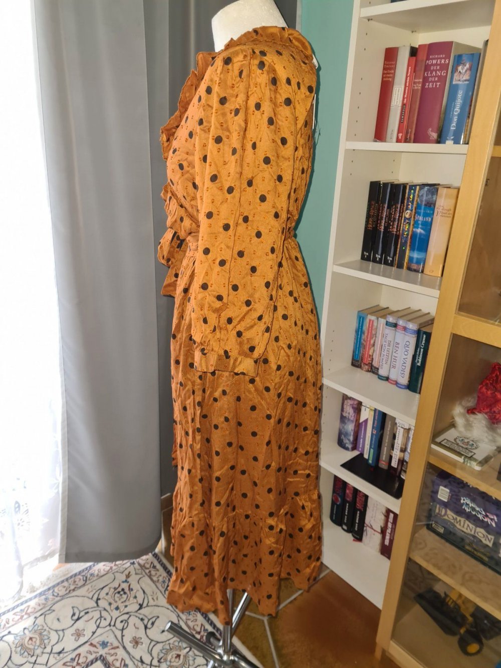 Wickelkleid Object Gr. 40 senfgelb schwarze Punkte Viscose