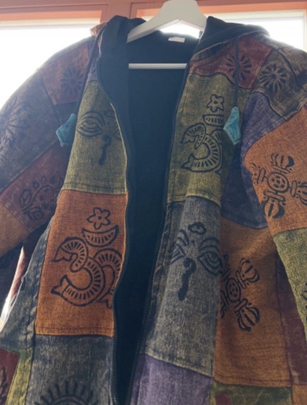 Goa Om Sonne Mond Pytrance Jacke Übergangsjacke Bunt