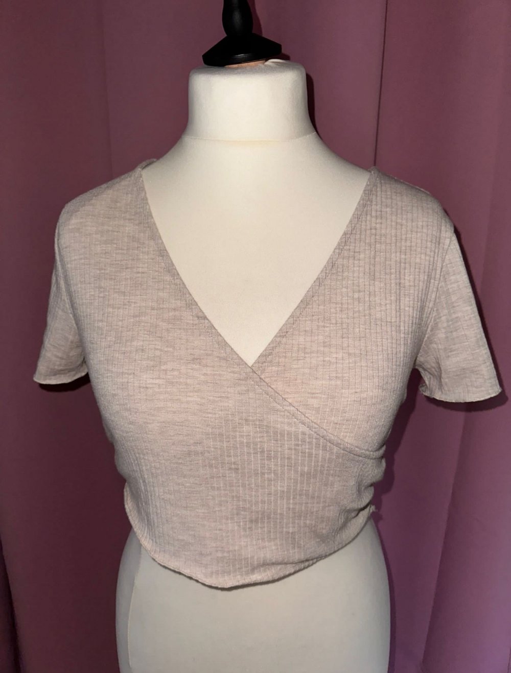 Pigalle kurzes Wickeltop beige, Größe L