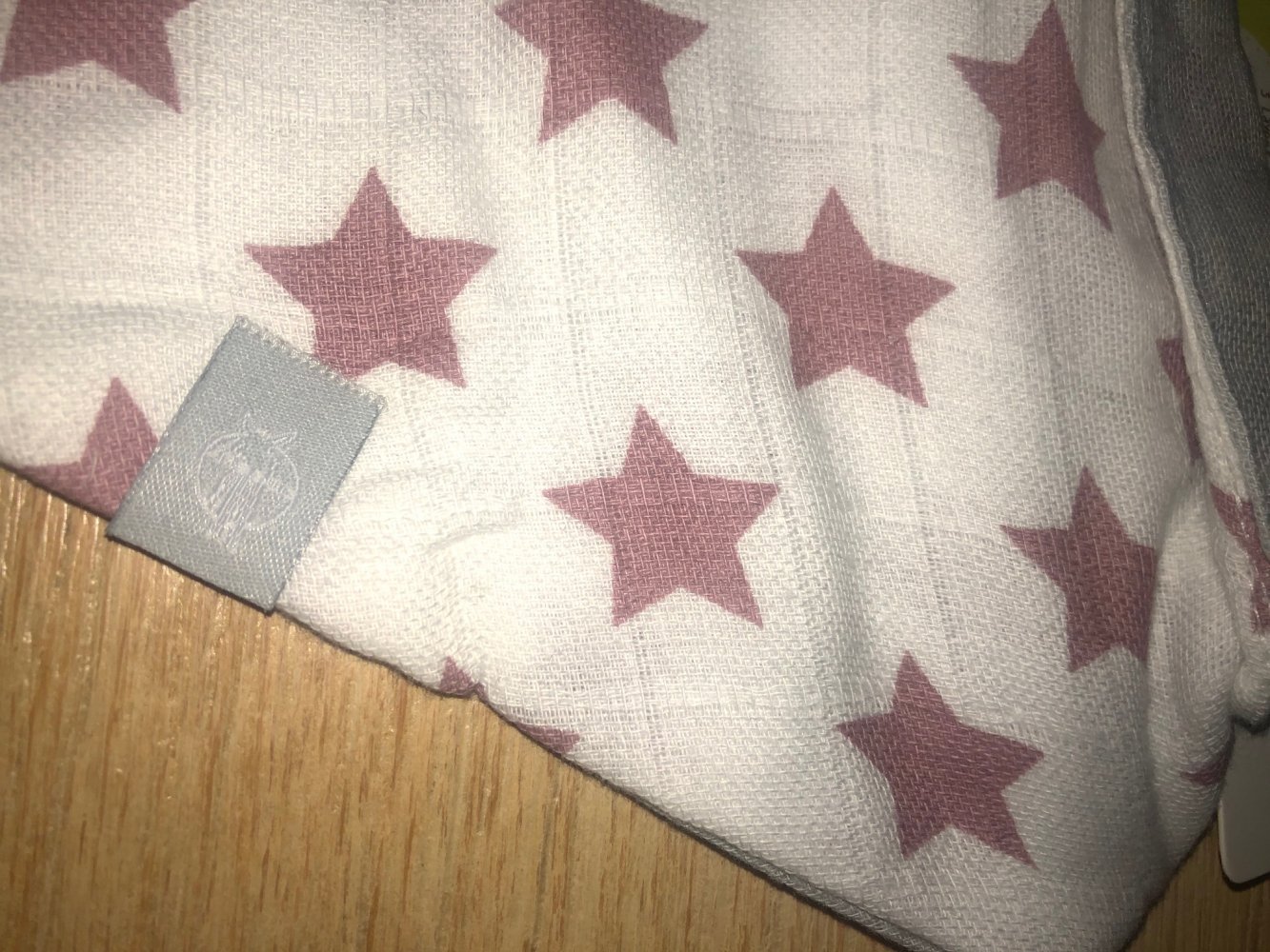 Lässig - Muslin Bandana Halstuch Tuch weiß rosa Sterne grau wendbar NEU