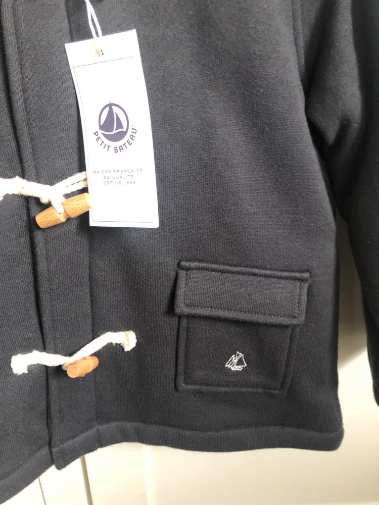 Petit Bateau - Parka Jacke Dufflecoat aus Molton dunkelgrau 36 Mon. 95 cm NEU