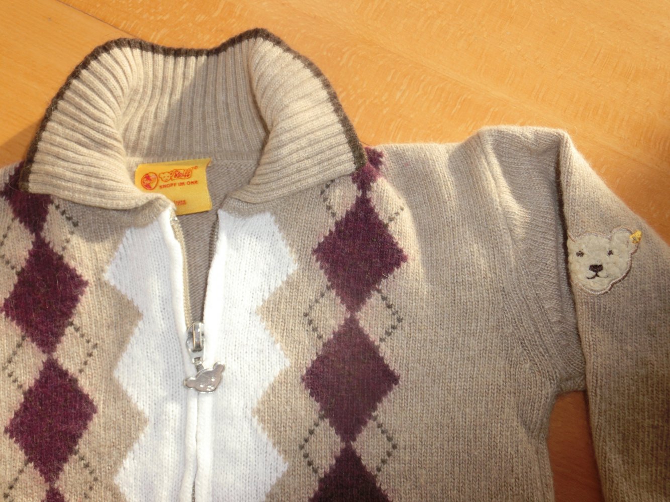 Steiff - Baby Jacke Srickjacke Cardigan Reißverschluß Rauten Gr. 86 18 Mon.