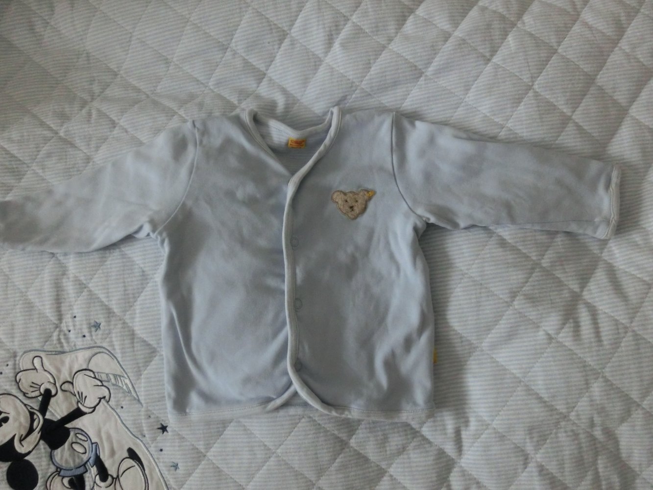 Steiff - Baby Jacke Wendejacke Baumwolle hellblau uni + innen Streifen Gr. 80