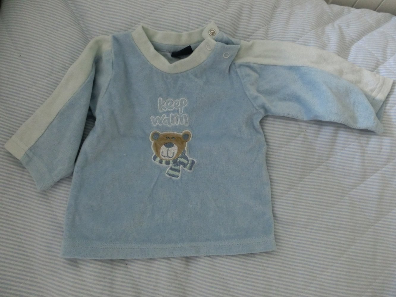 Lupilu 2-Teiler Anzug Nicky Samt Pulli & Hose hellblau weiß Gr. 62 / 68 2-4 Mon.