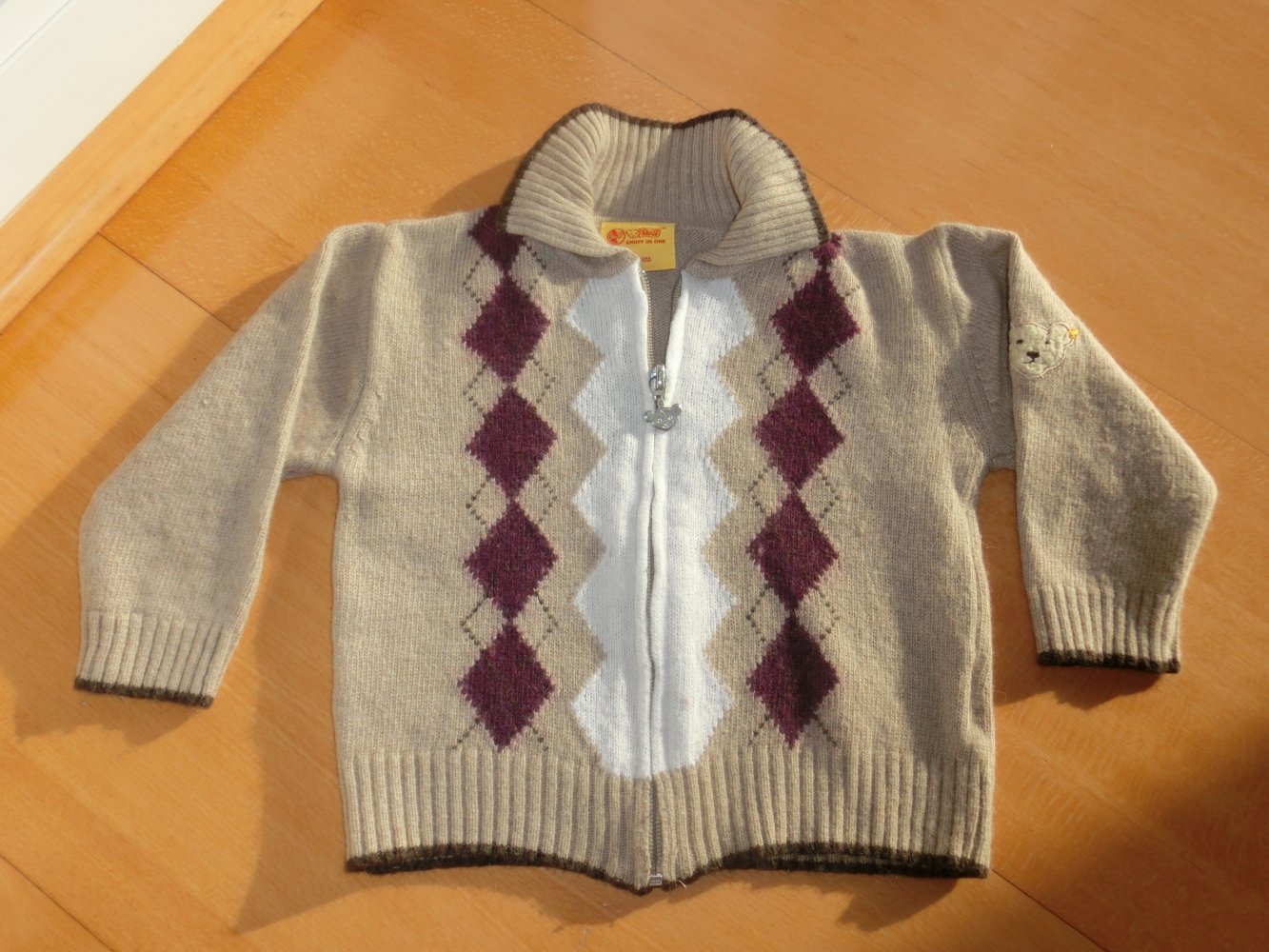 Steiff - Baby Jacke Srickjacke Cardigan Reißverschluß Rauten Gr. 86 18 Mon.