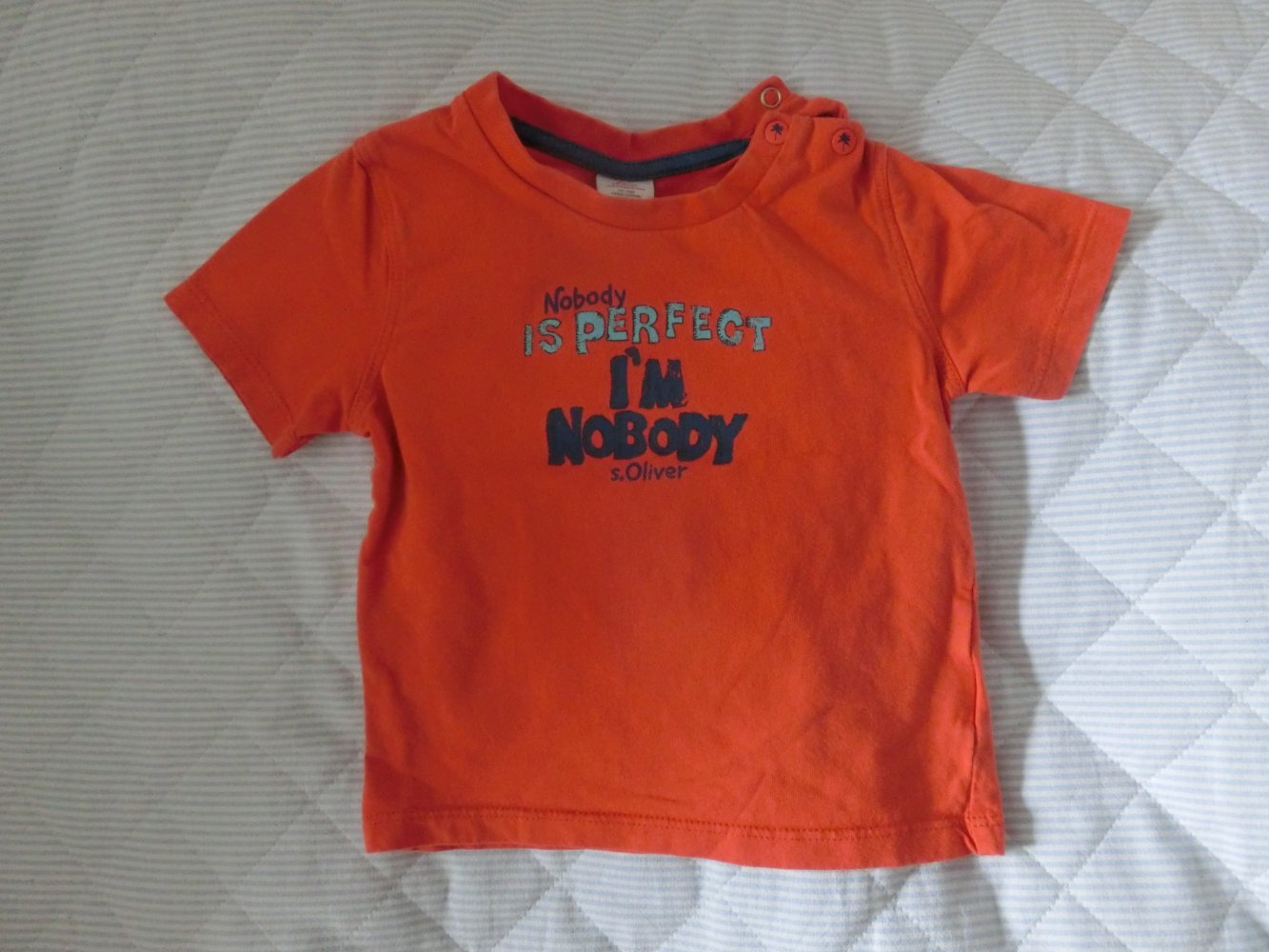 s.Oliver - Baby Shirt T-Shirt kurzarm orange nobody is perfect Gr. 74
