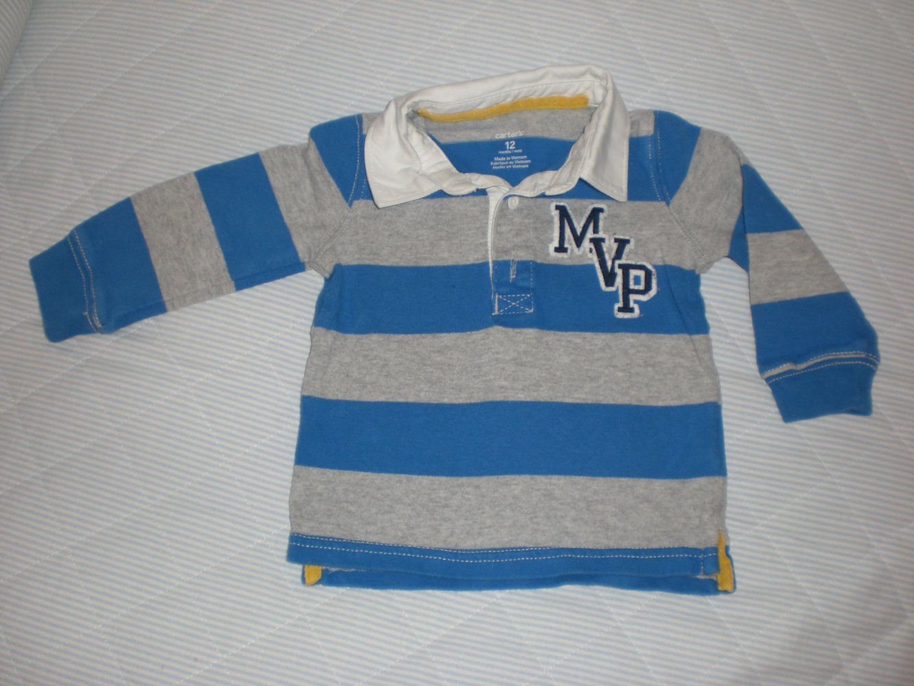 carter´s - Baby Poloshirt Langarmshirt Rugbyshirt blau grau Gr. 74 / 12 Mon.