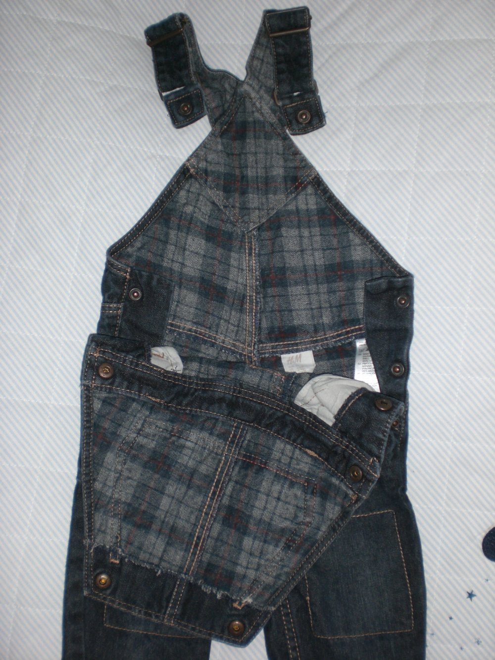 H&M Latzhose Overall Jeans dunkelblau 6-9 Mon. Gr. 74 top 1