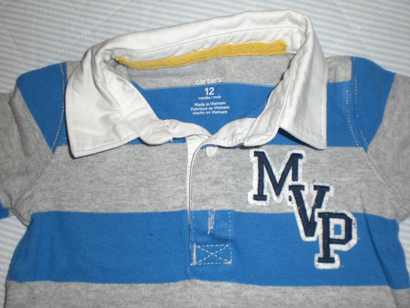 carter´s - Baby Poloshirt Langarmshirt Rugbyshirt blau grau Gr. 74 / 12 Mon.