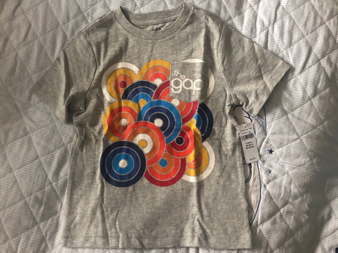 GAP Shirt T-Shirt grau bunte Kreise Gr. 5 years NEU
