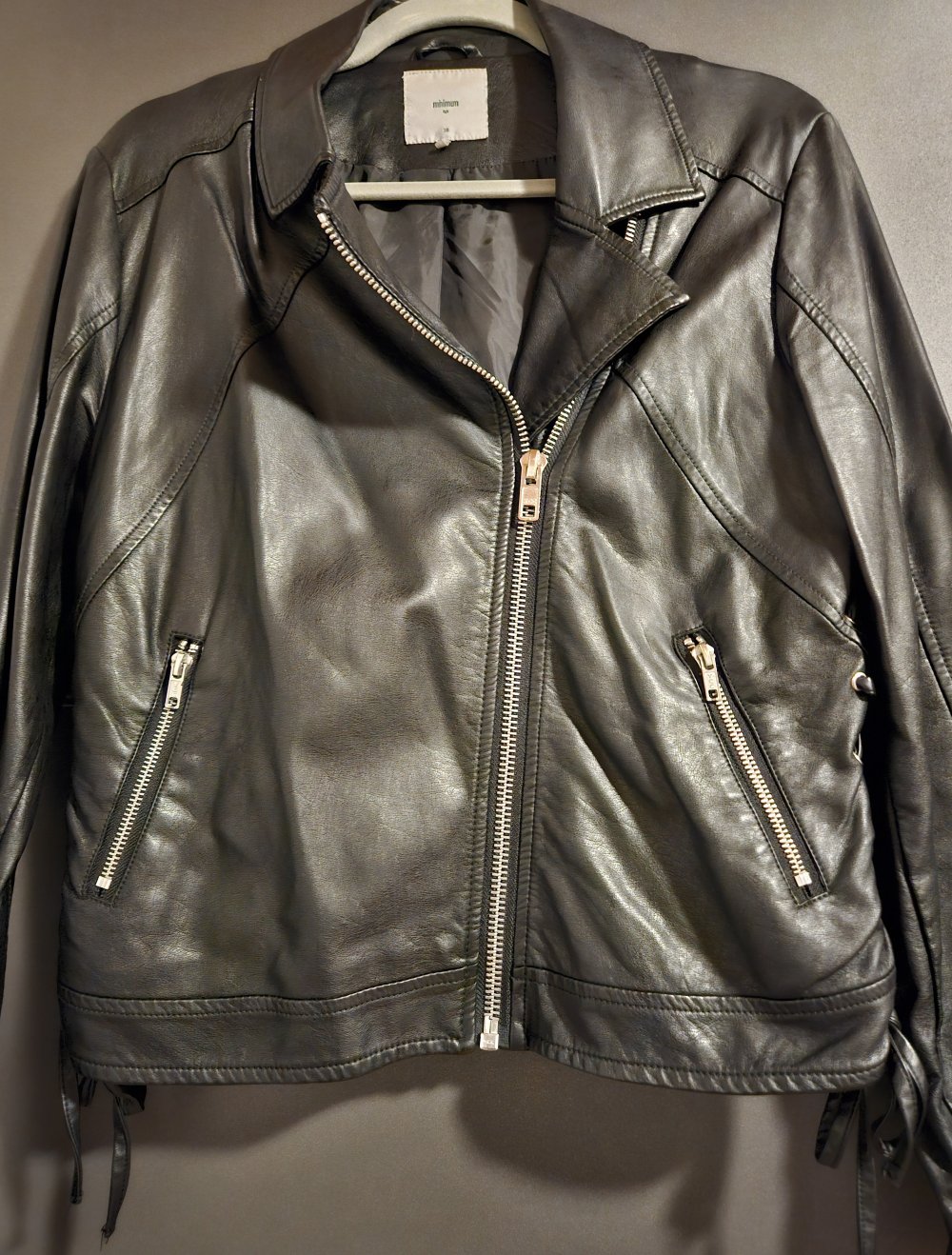 Lederjacke von Minimum, Größe 38,schwarz