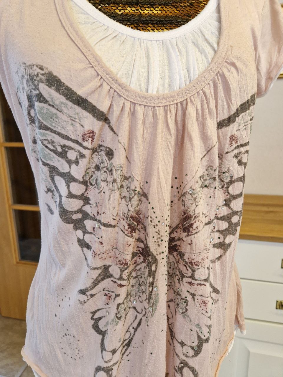 Porta Fortuna. Bequemes T-Shirt - Bluse. Größe S-M. Viskose/Polyester. 