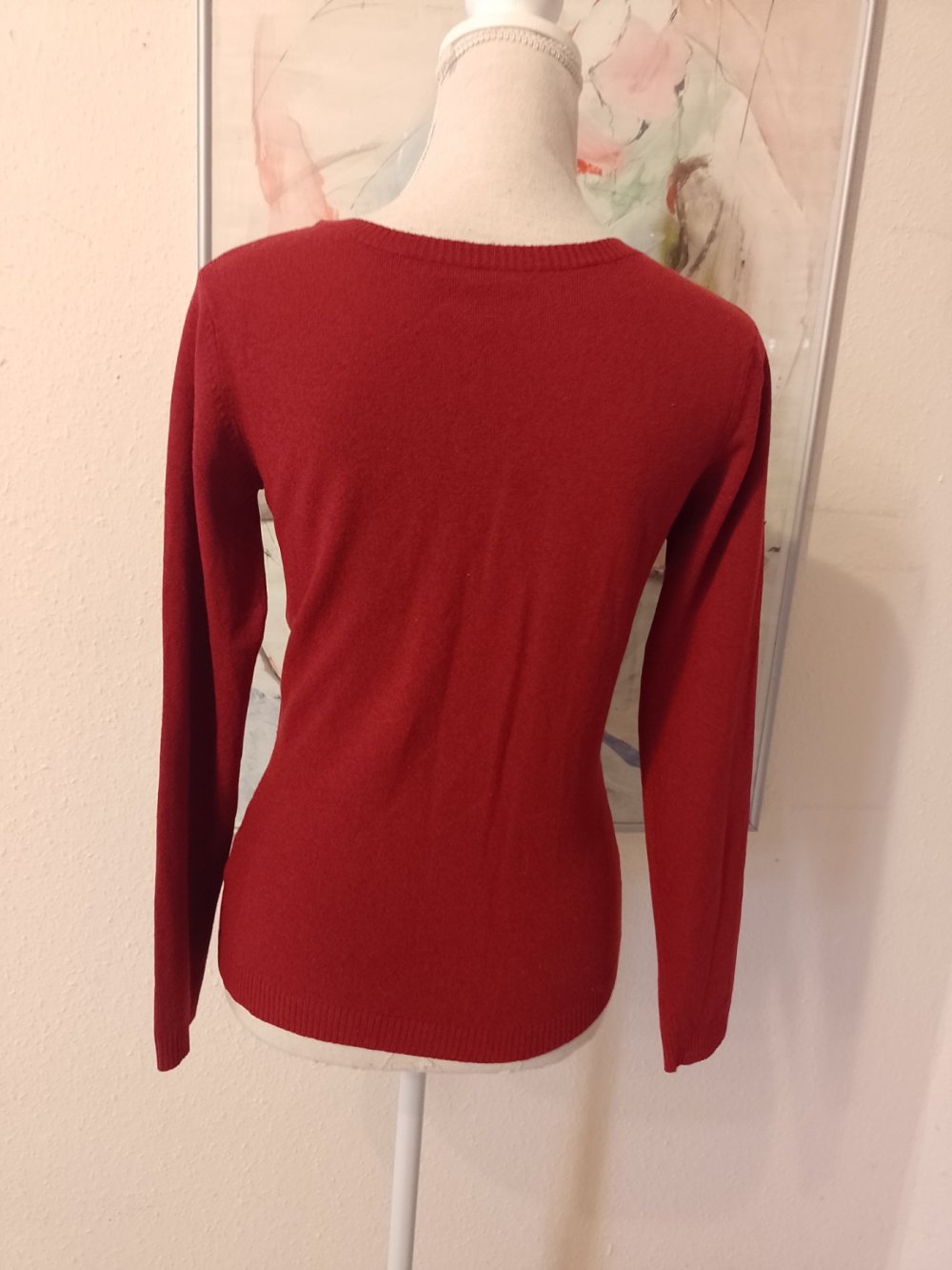 Schöner Pullover, Strick, Jersey. Burgundrot. Große 36.