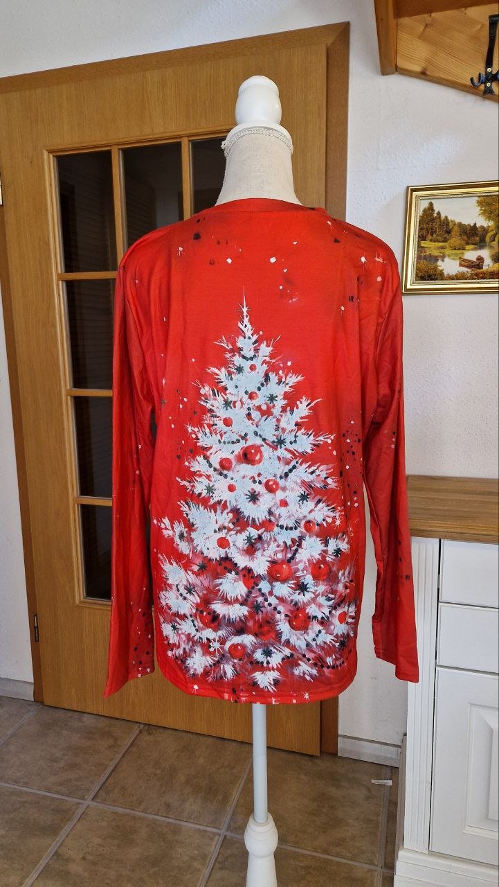 Langarm Weihnachts-Sweatshirt, Pullover. Farbe - Rot. Weihnachtsgeschenk. 
