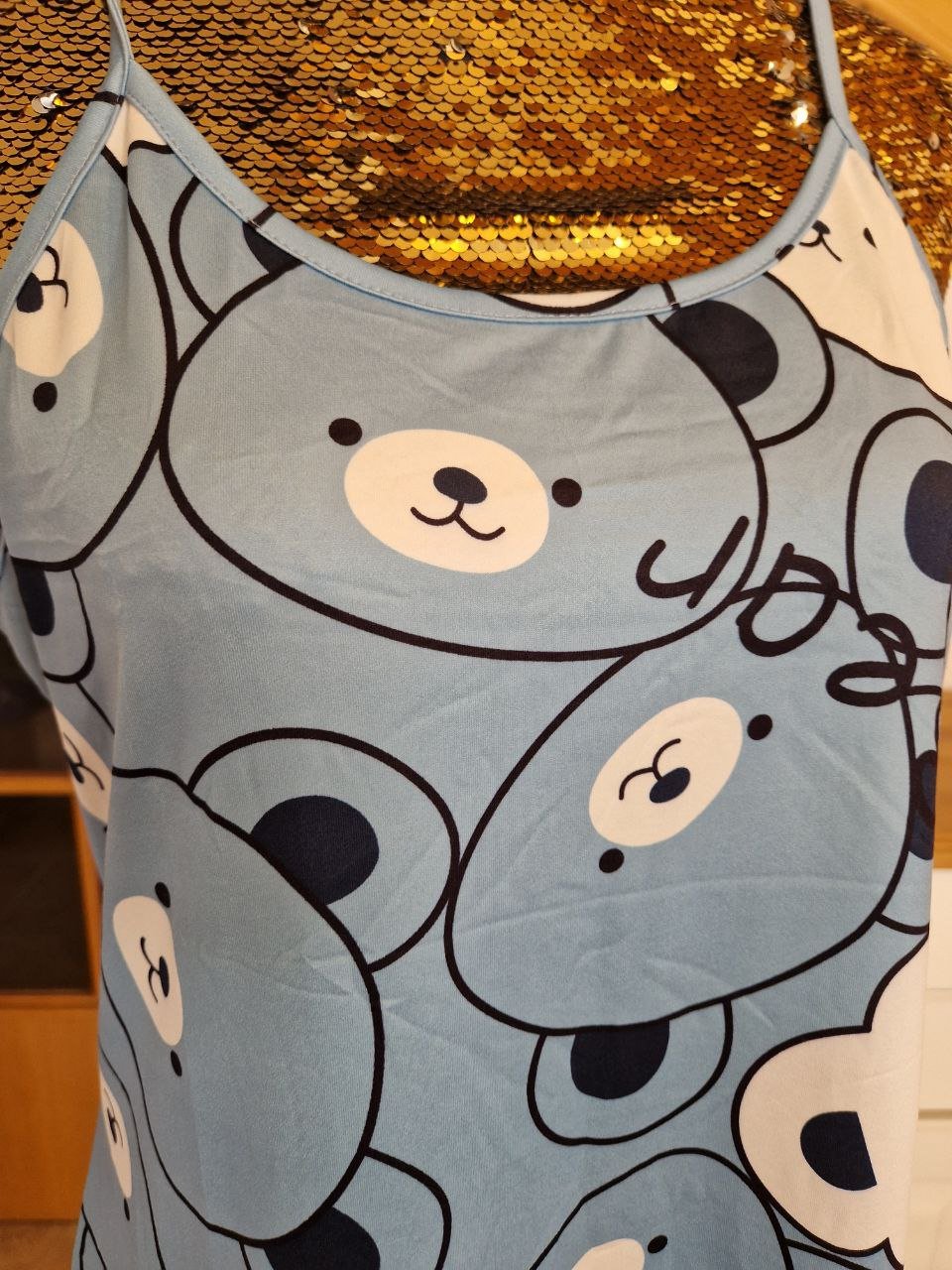 Blaues Nachthemd. Nachtwäsche. Kleid. Größe L. 