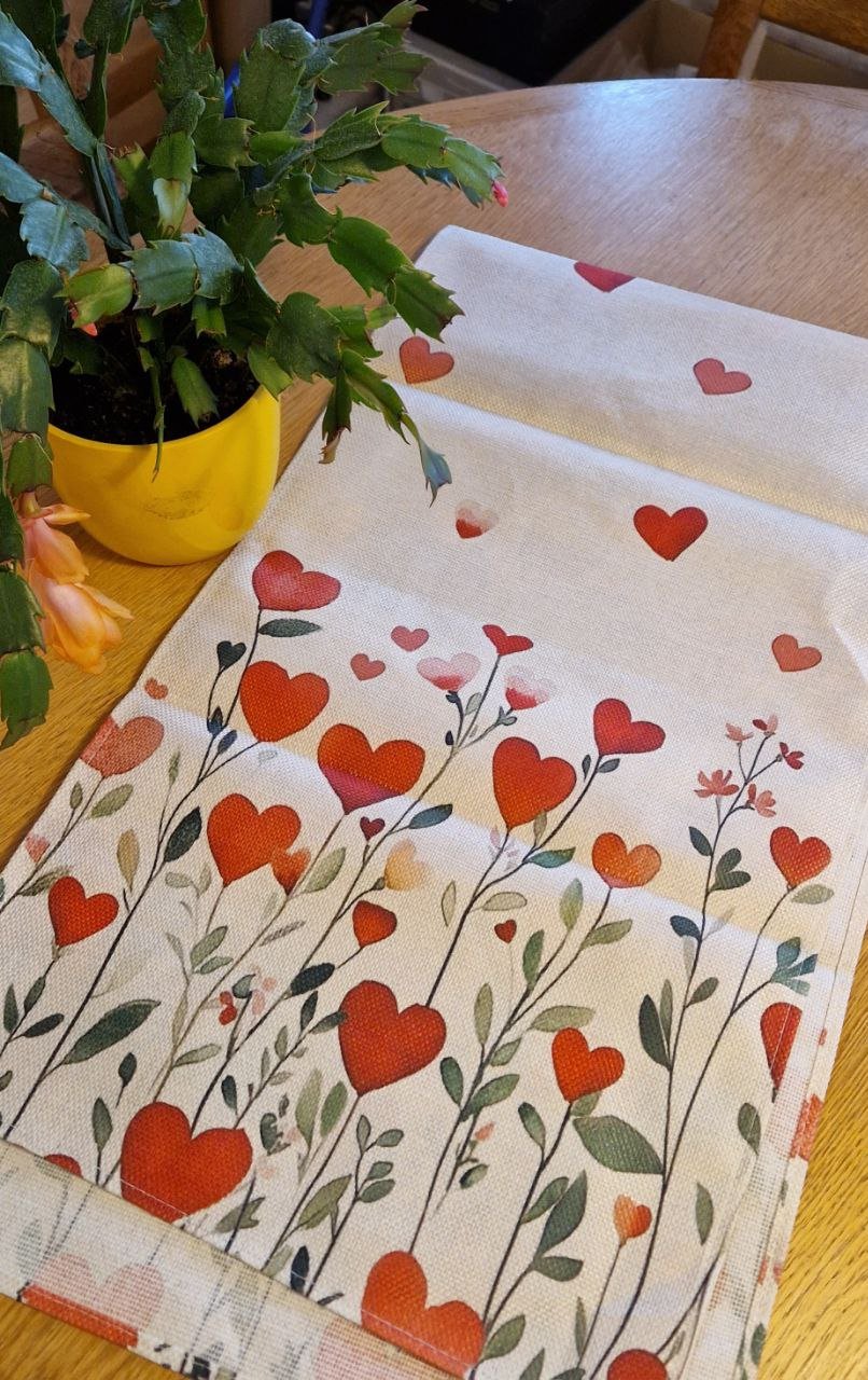 Tischläufer, Tischdecke, Frühlingsdeko. 121 x 33cm.  Polyester. 