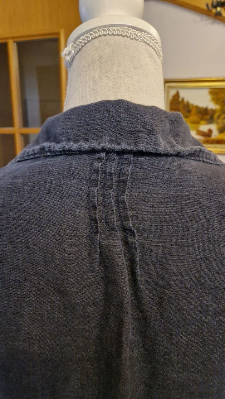 Blaue Bluse. Baumwolle + Leinen.  Größe M. 