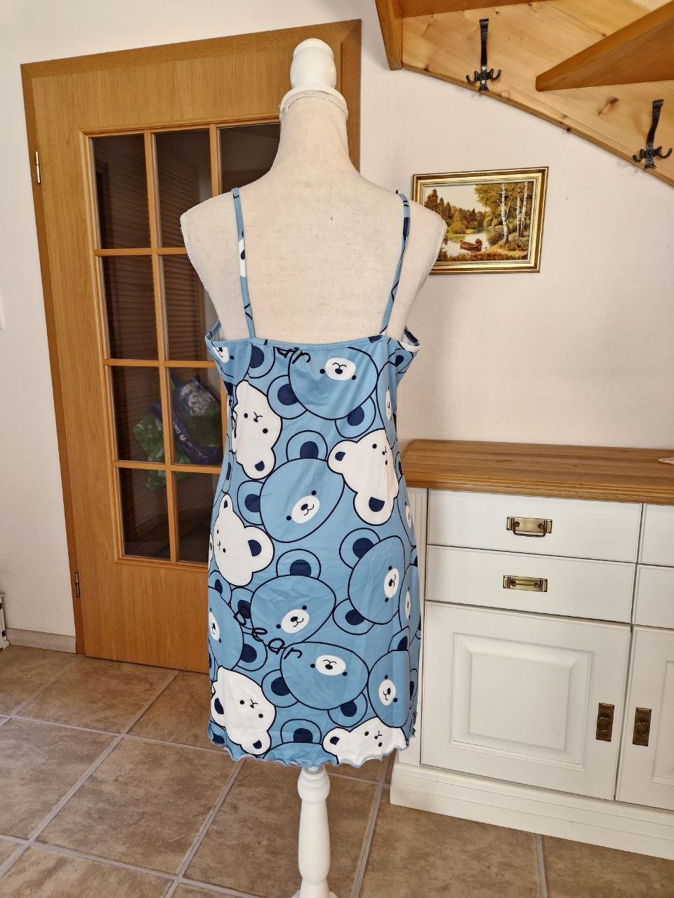 Blaues Nachthemd. Nachtwäsche. Kleid. Größe L. 