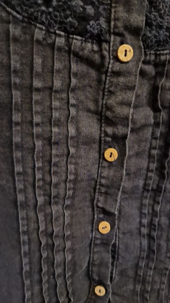 Blaue Bluse. Baumwolle + Leinen.  Größe M. 