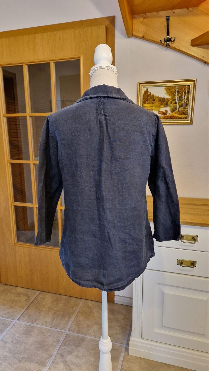 Blaue Bluse. Baumwolle + Leinen.  Größe M. 