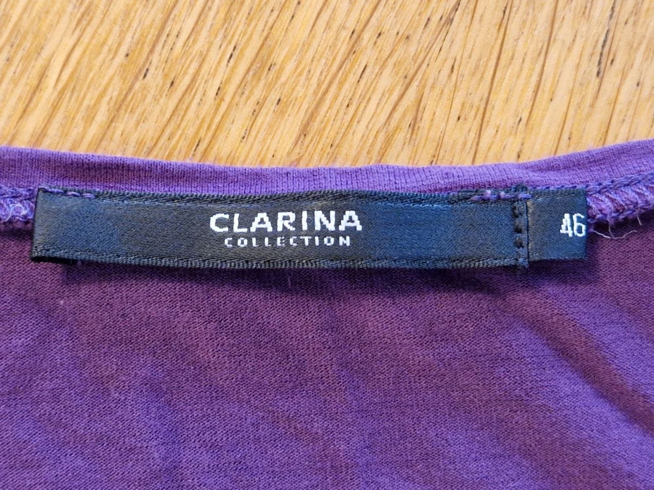 Clarina. Bequemes T-Shirt - Bluse -Tunika . Baumwolle + Elastan.  Das Etikett zur Stoffzusammensetzung wurde abgeschnitten. Größe 46.  