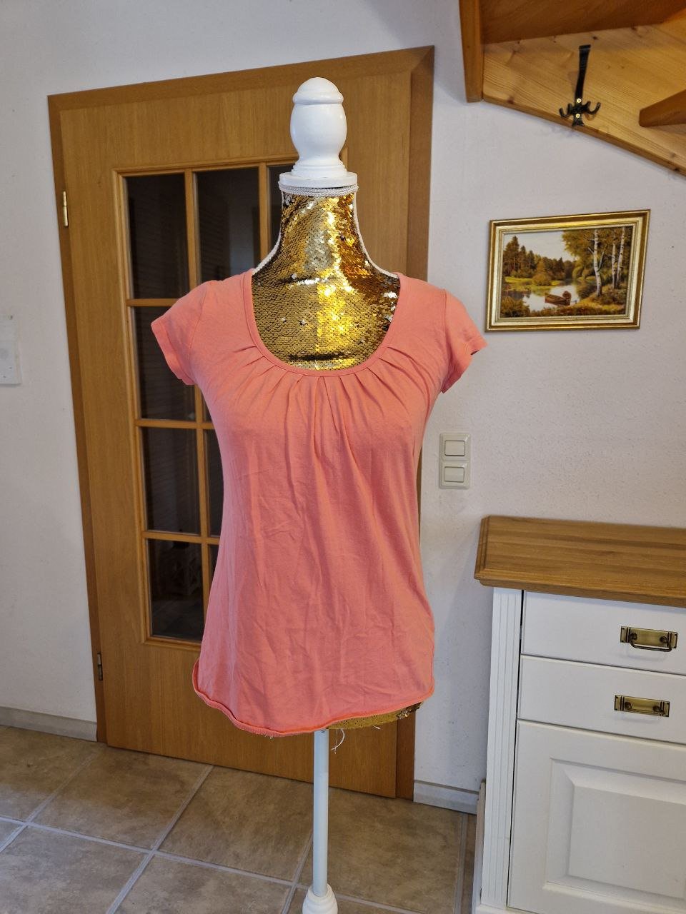 Gina. Bequeme Bluse - T-Shirt . Größe S. Baumwolle.