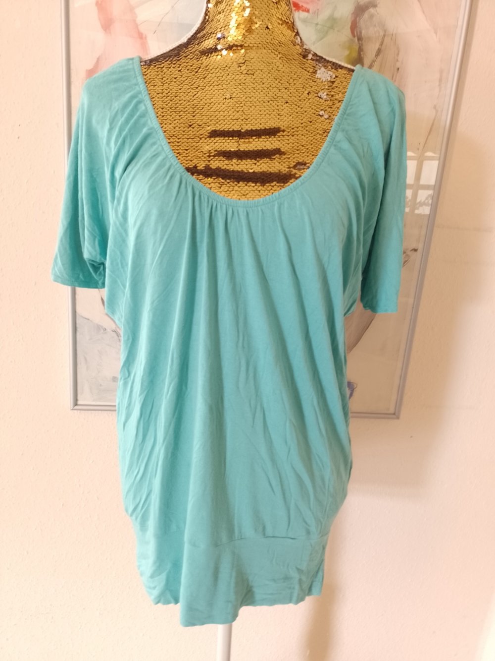 Bequemes T-Shirt - Bluse -Tunika. Viskose + Elastan. Größe L-XL