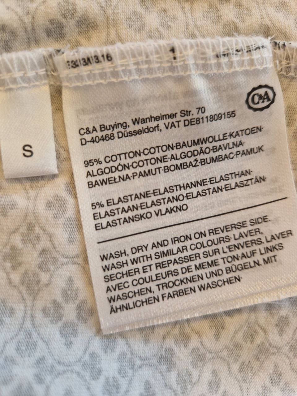  C&A. Schönes Sommerkleid.  Große S.  95% Baumwolle +  5%Elastan. 