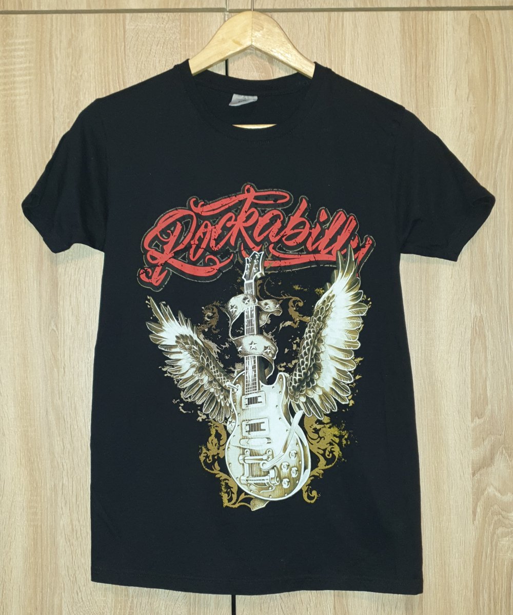  Rockabilly Rock Guitar T-Shirt Herren Schwarz Gr. S -NEU-