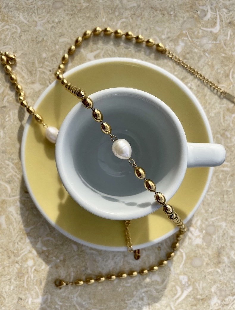 Set Halskette & Armband mit Perlen