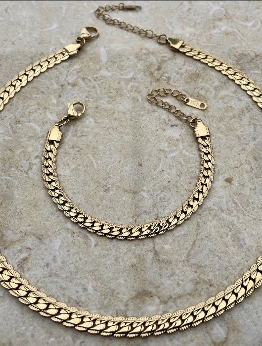 Kubanische Kette und Armband Set