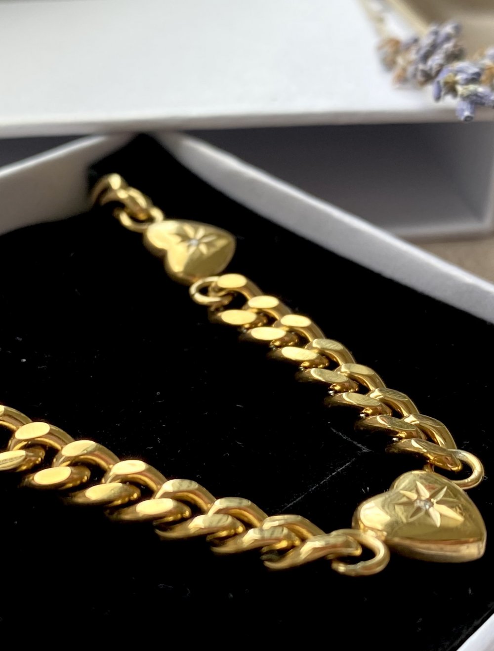 Edelstahl Halskette mit Herz Anhänger, Gliederkette