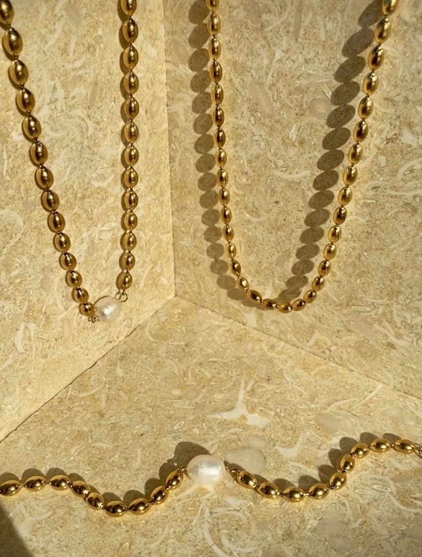 Set Halskette & Armband mit Perlen