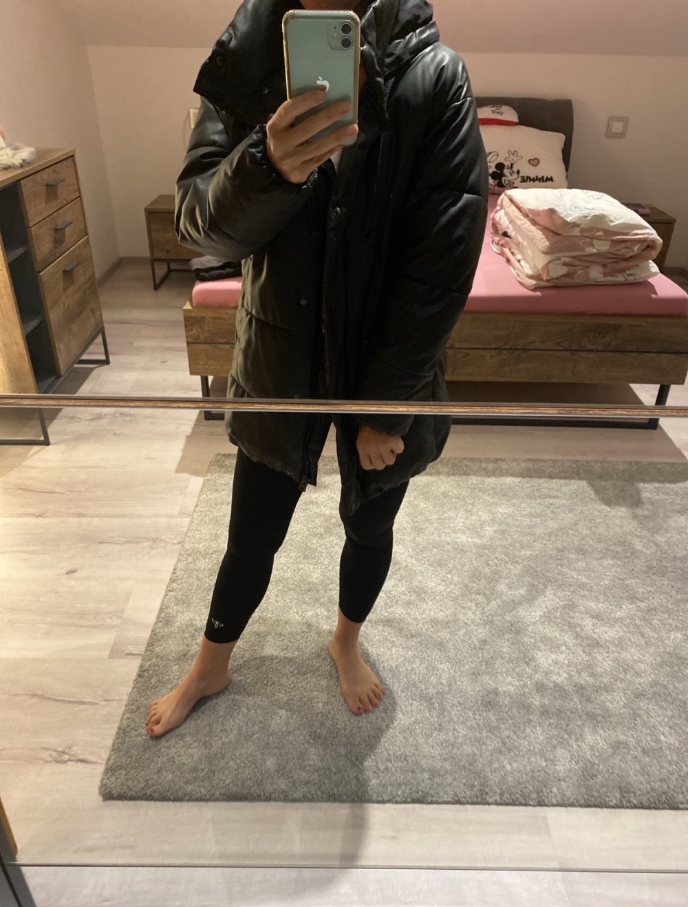 Wintermantel in Kunstleder Optik