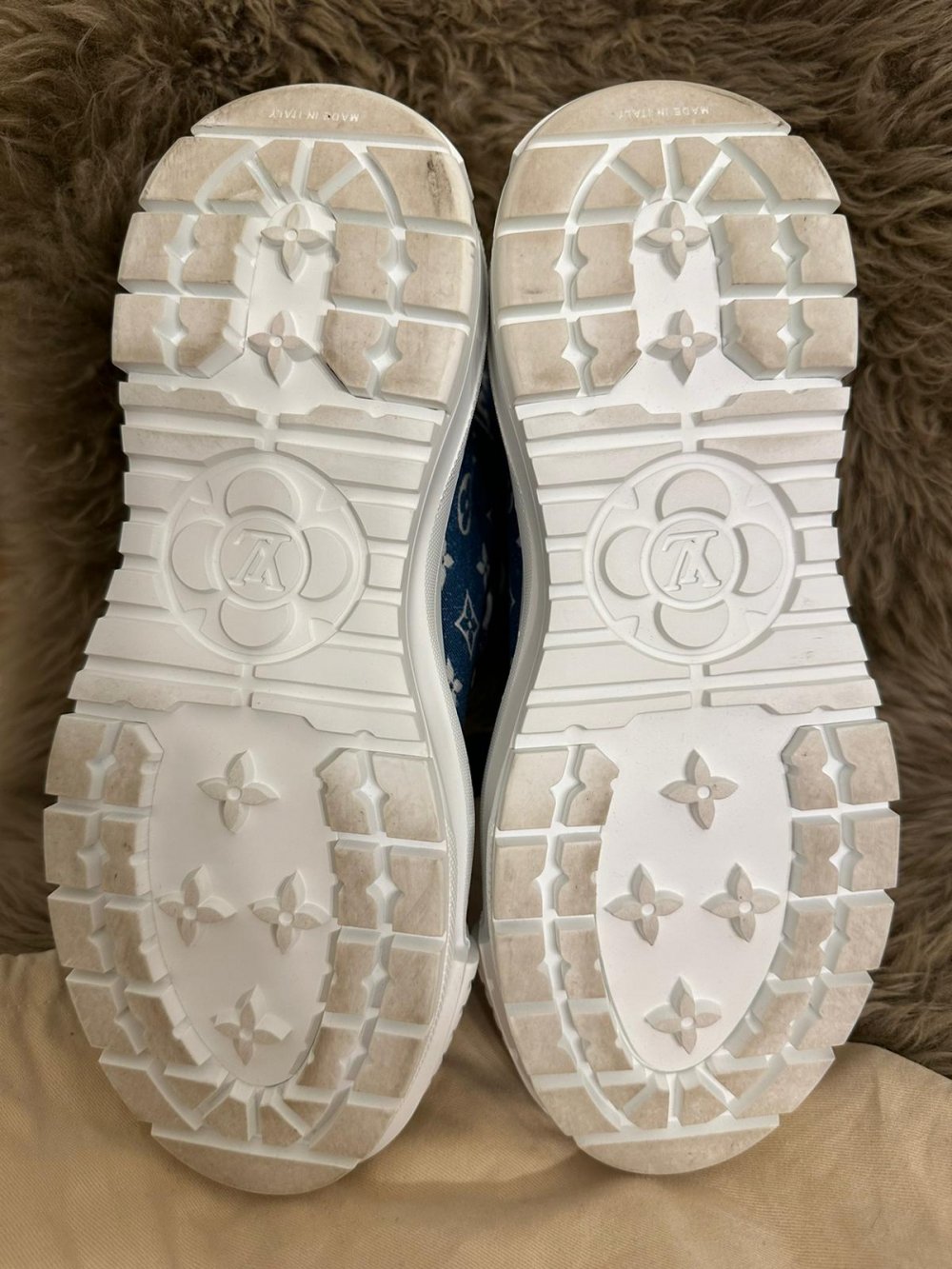 LV womens squad trainer boots blue demin