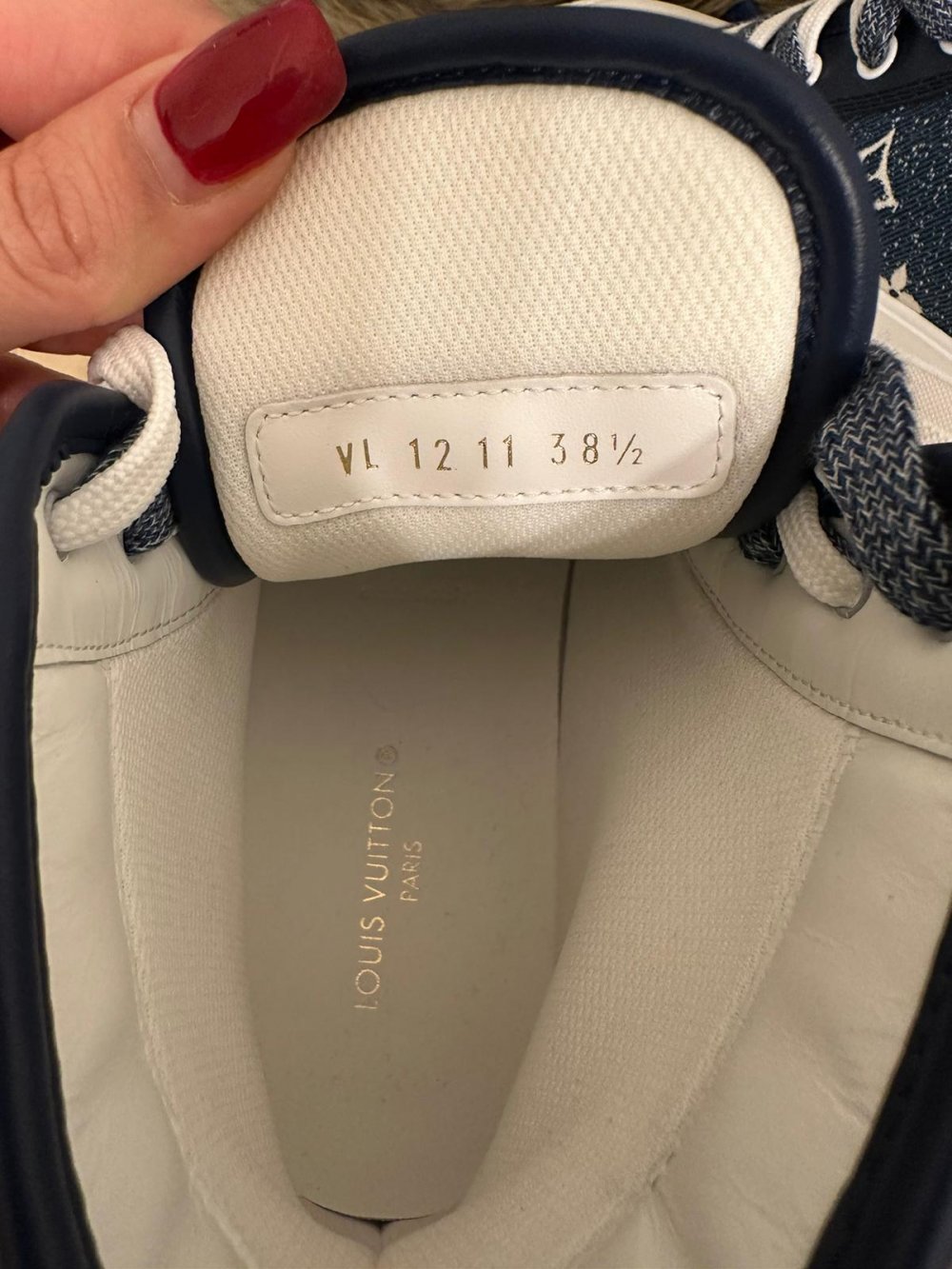 LV womens squad trainer boots blue demin