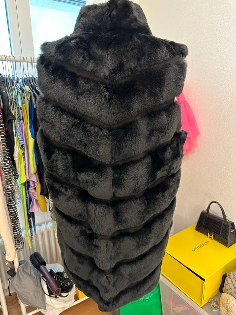 Schwarz Weste Echtes Fell