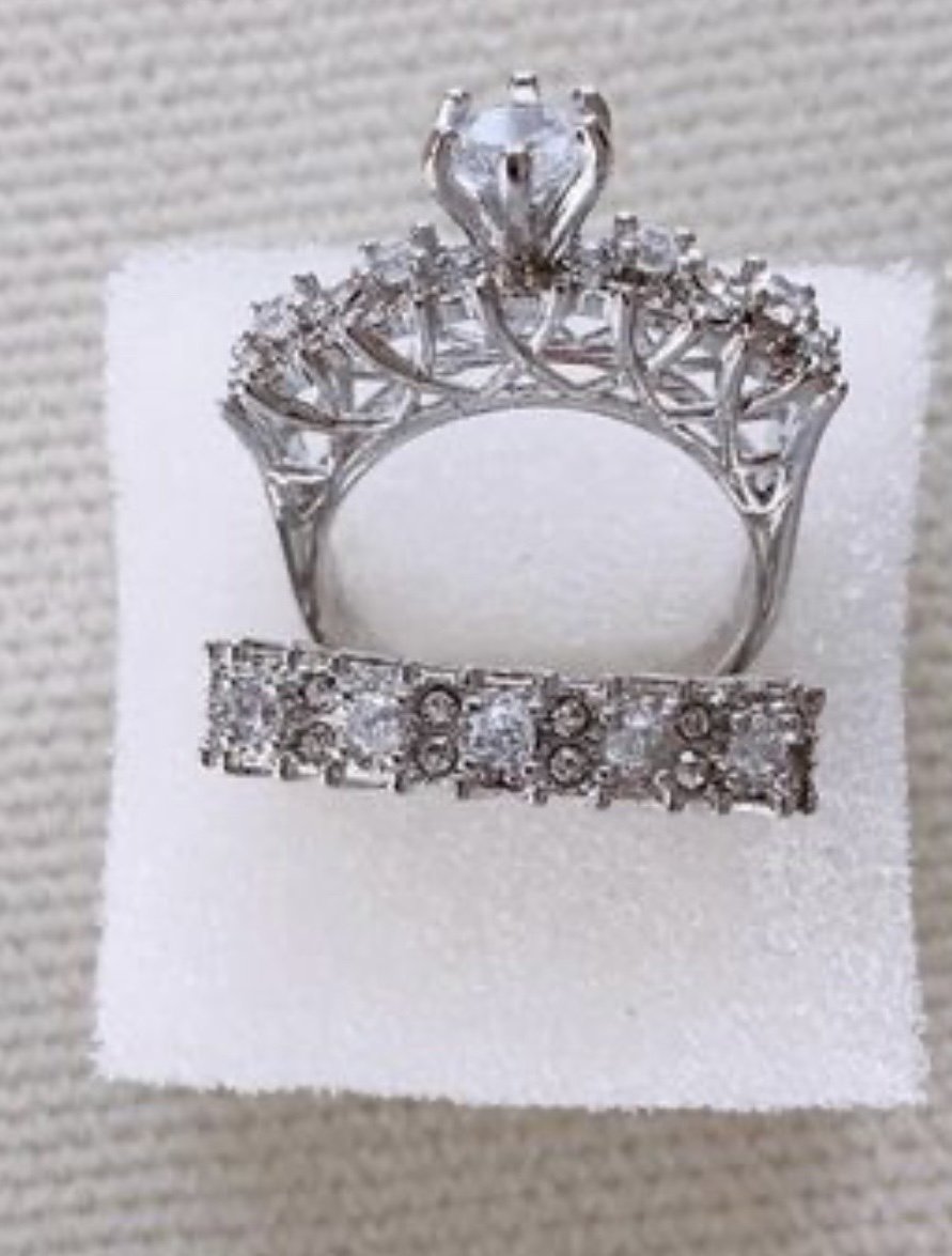 2 Teil set 925 Silber Damen Ring Gr 19,20 cm