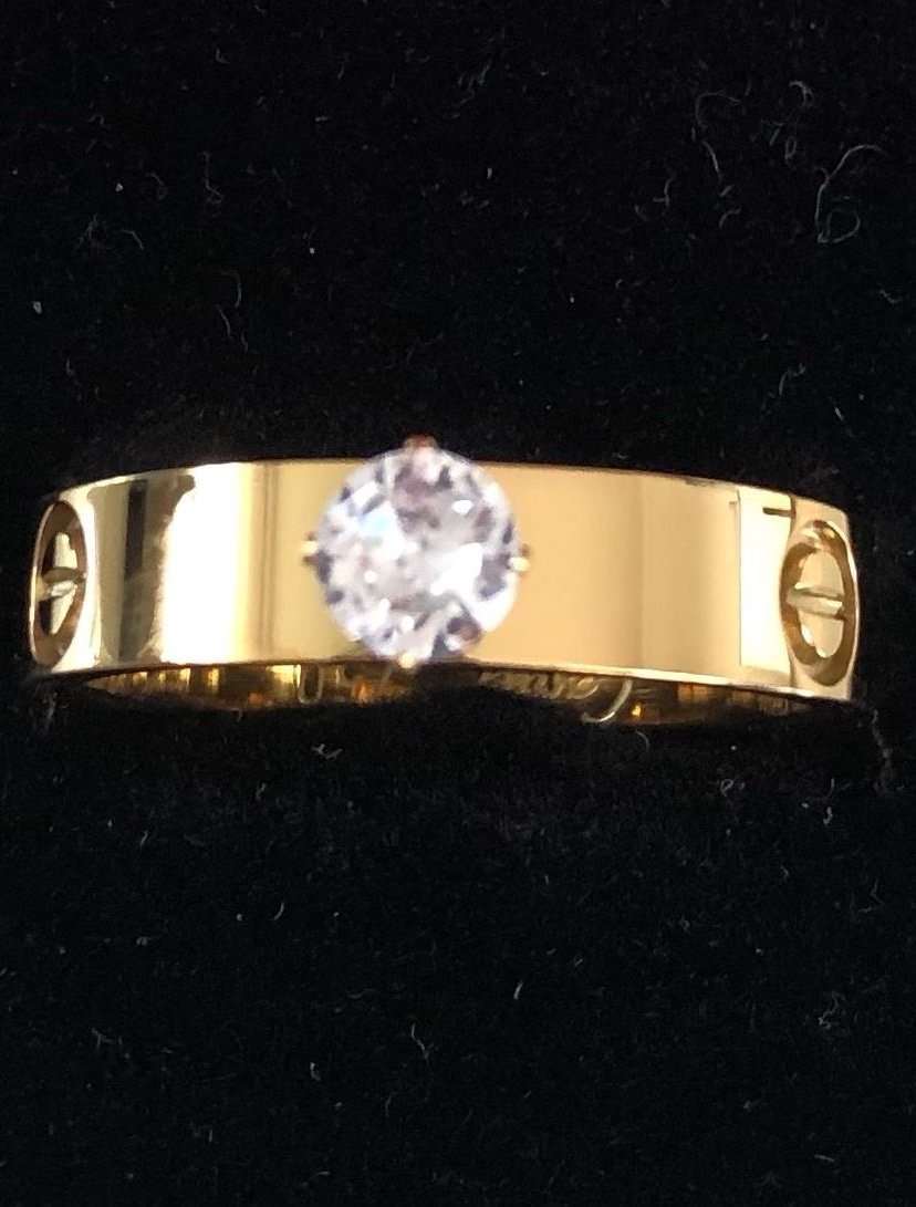 Vergoldet/Silber Damen Ring mit zirkonia steine gr 17,18,19 mm