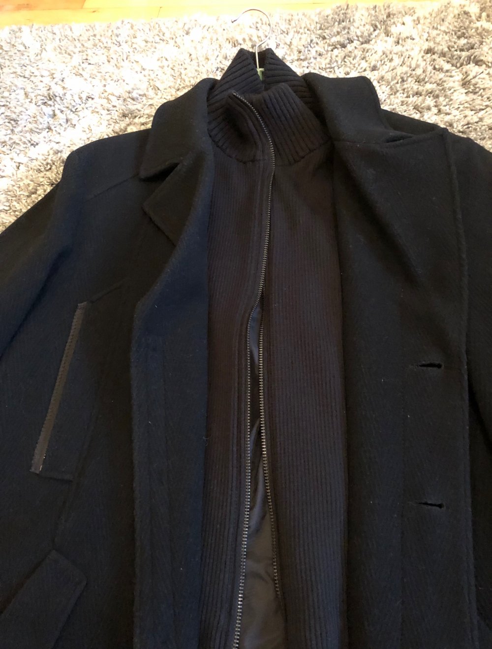 Herrenwollparka mit Strickeinsatz - Esprit